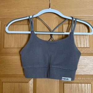 Gymshark gray ribbed sports bra top